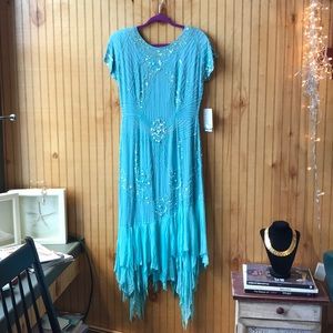 Vintage Beaded Turquoise Dress